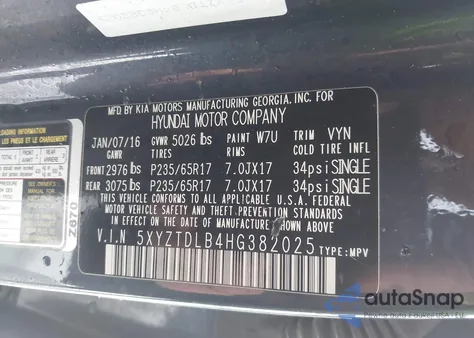 2017 Hyundai Santa Fe Sport 2.4L из США, поврежденный, VIN 5XYZTDLB4HG382025